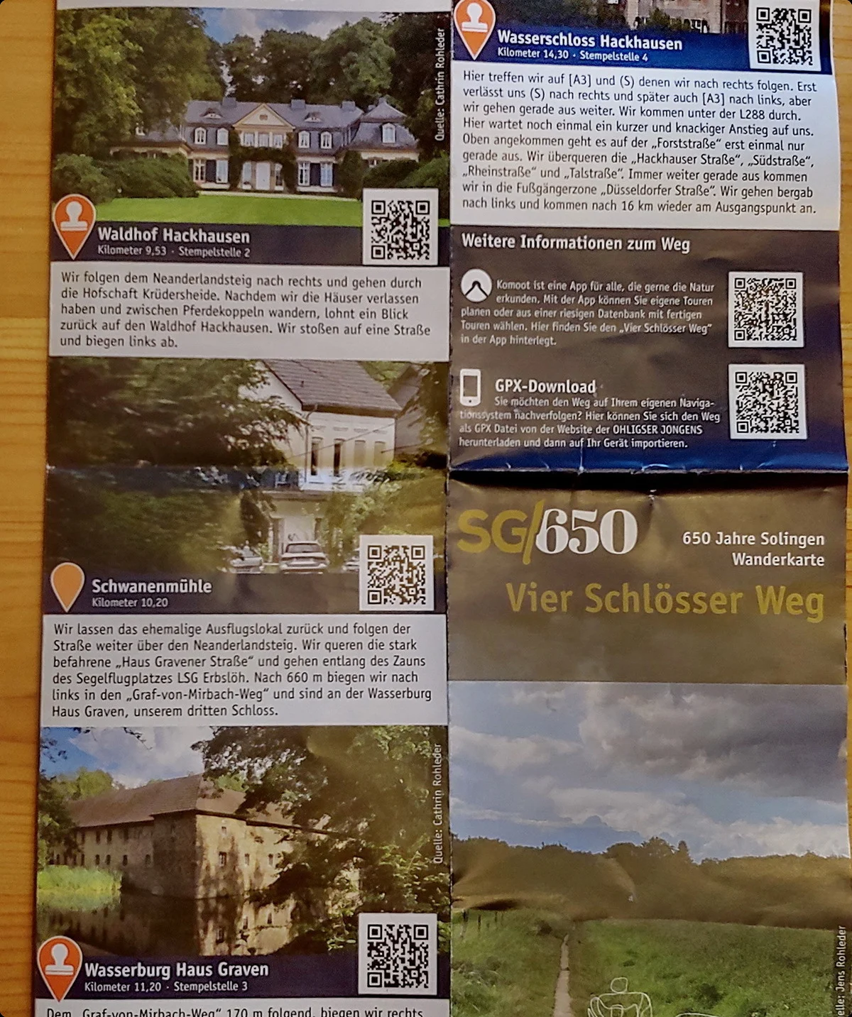 Vier Schlösser Weg Solingen, Wanderkarte | © Uwe Drath