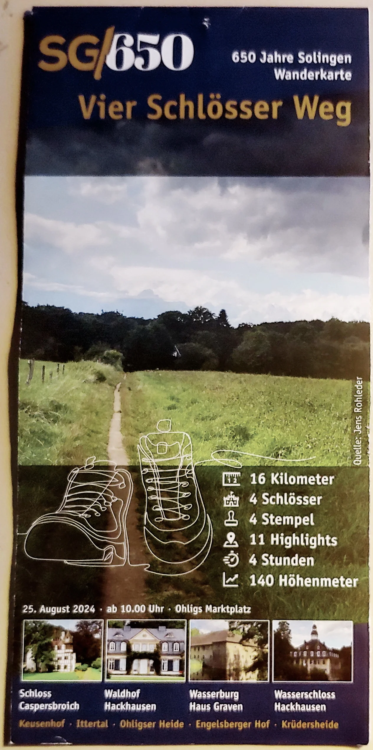 Vier Schlösser Weg Solingen, Wanderkarte | © Uwe Drath